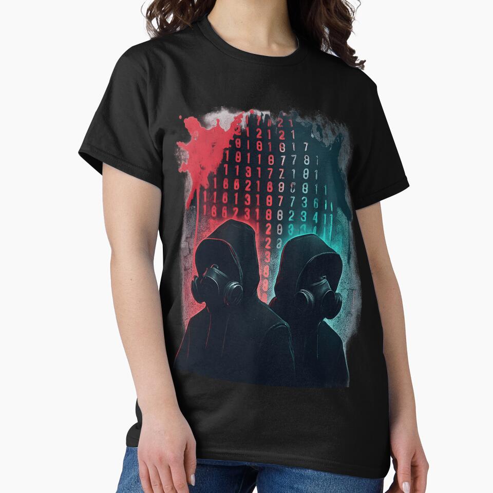 Cyberpunk Hacker Duo – Dark Gas Mask Coded Streetwear Design by WorstGen T-Shirts, Hoodie, Sweatshirt (Image 2)