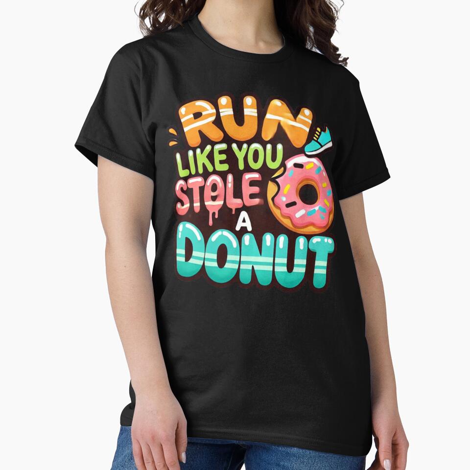 Run Like You Stole a Donut Funny Fitness T-Shirt – Humorous Workout Tee for Donut Lovers by BlankCanvasHaHa... (Image 2)