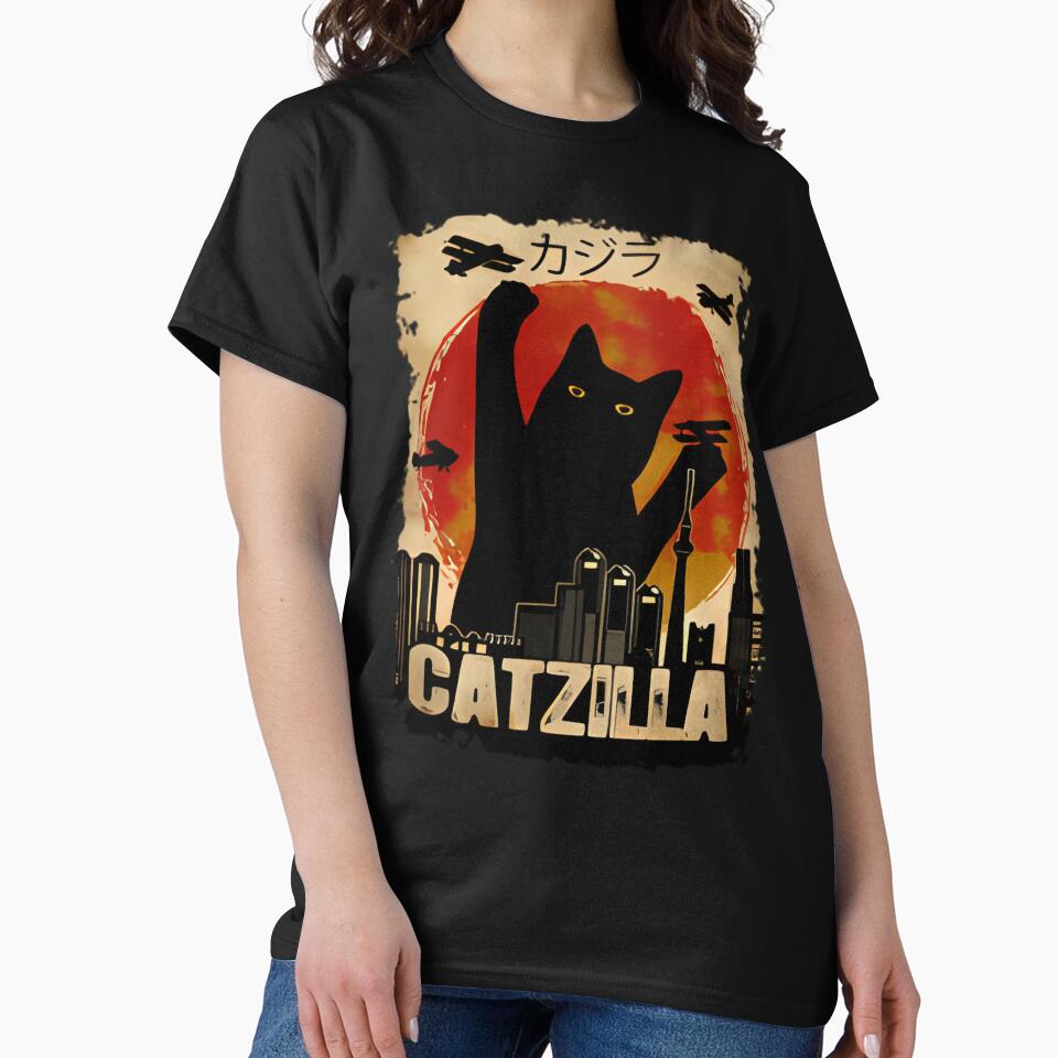 Vintage Catzilla Tee - Funny Kitten And Cat by chung2525