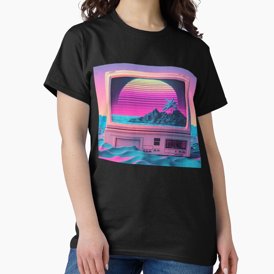 Static Memories: A Vaporwave Tribute to TV Nostalgia by Mullet Monkey T-Shirts, Hoodie, Sweatshirt (Image 2)