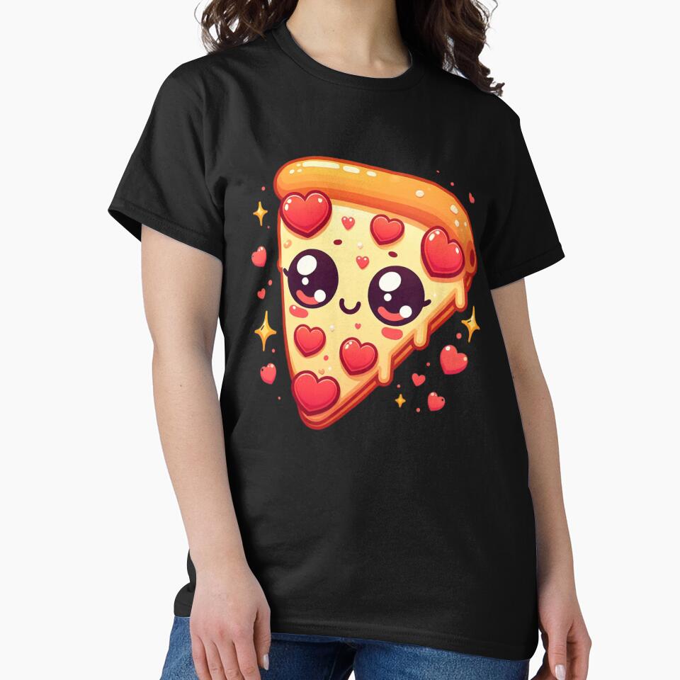 Kawaii Pizza Love Hearty Treat Valentine's Day by Munich84 T-Shirts, Hoodie, Sweatshirt | BlankRebels.com (Image 2)