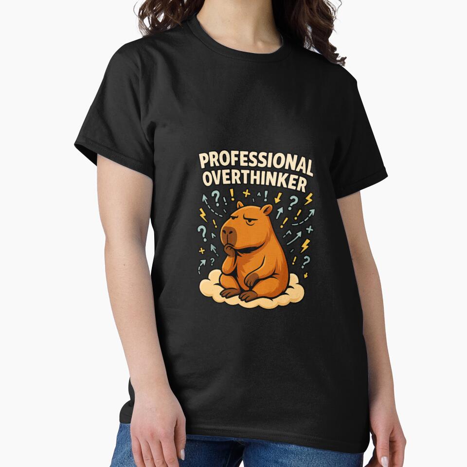 Professional Overthinker Capybara – Cute Anxiety Humor Design by MOAVE-Design T-Shirts, Hoodie, Sweatshirt (Image 2)