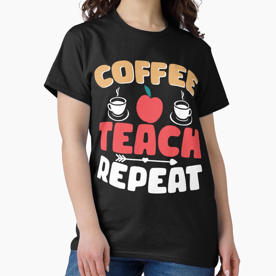 Cute Coffee Lover Teacher by PatternFeed8 T-Shirts, Hoodie, Sweatshirt | BlankRebels.com (Image 2)