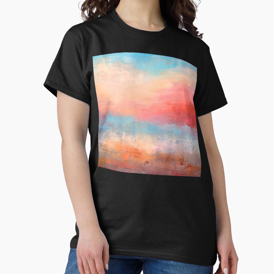 Red Sunset In Blue Sky Illuminating Ocean Abstract by DEC02 T-Shirts, Hoodie, Sweatshirt | BlankRebels.com (Image 2)