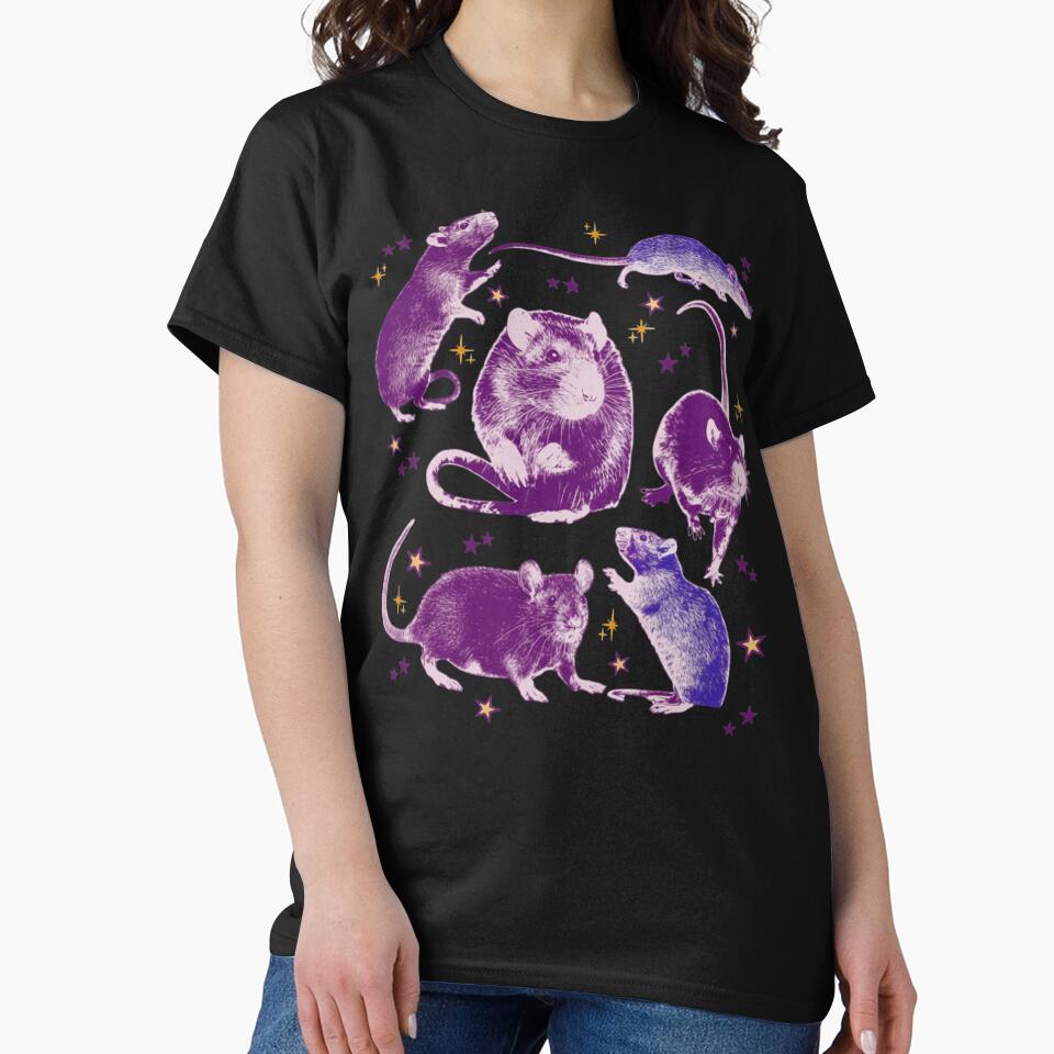 Vintage Rat Tattoo Style, Retro Animal Graphic, Nature Wildlife Lover, Pet Rat Top, Y2K Rodent 90s Gift by... (Image 2)