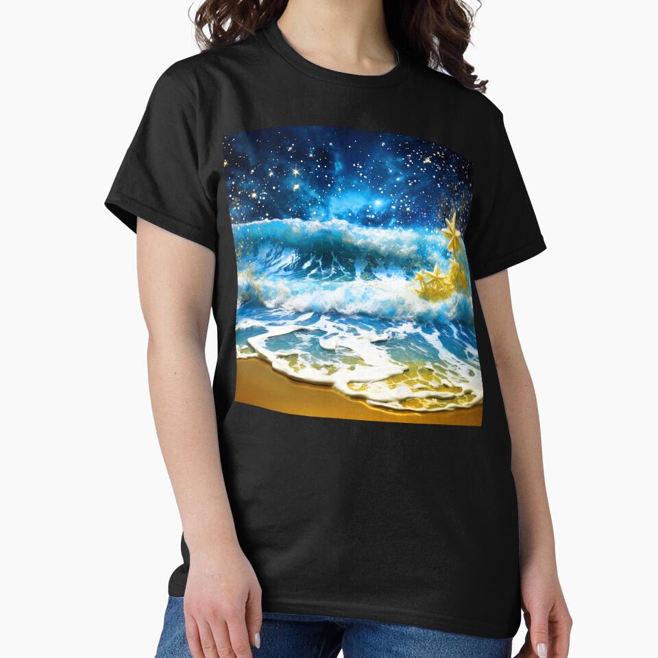 Fantasy Ocean Waves With Golden Stars Exquisite Art by DEC02 T-Shirts, Hoodie, Sweatshirt | BlankRebels.com (Image 2)