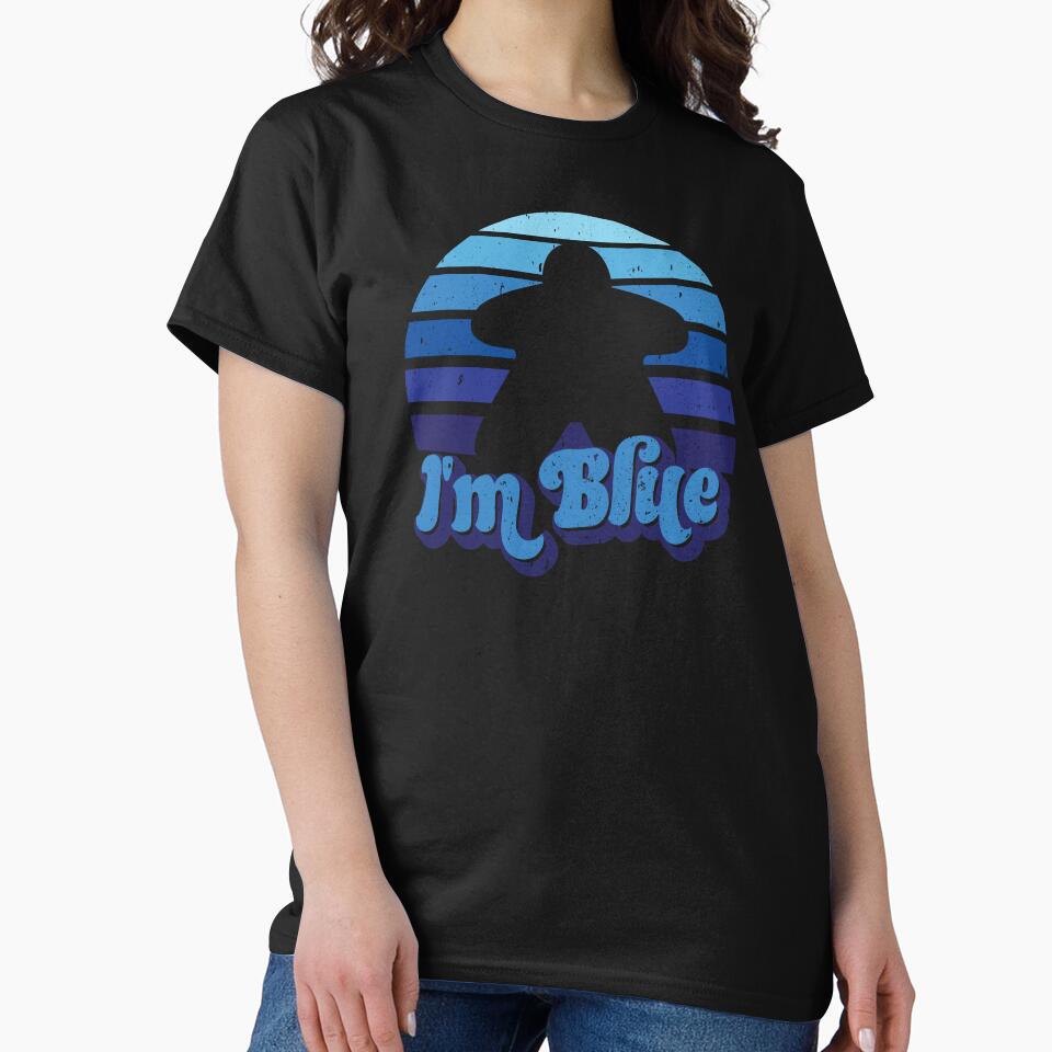 I'm Blue Meeple Retro Sunset for Board Game Night by Pawsitive Pixel Studio T-Shirts, Hoodie, Sweatshirt (Image 2)