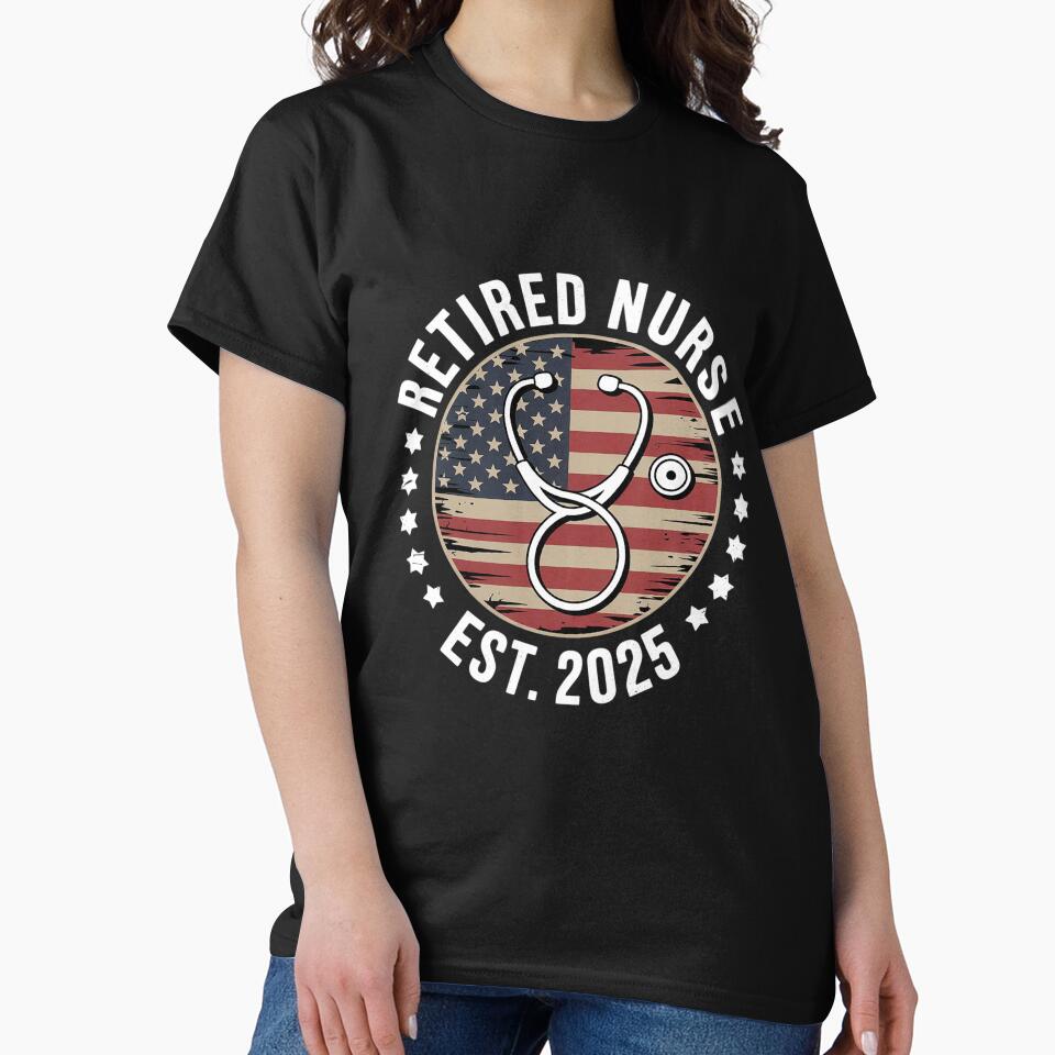 Retired Nurse 2025 Vintage American USA Flag Nurse Retired by MyzoToyota T-Shirts, Hoodie, Sweatshirt (Image 2)