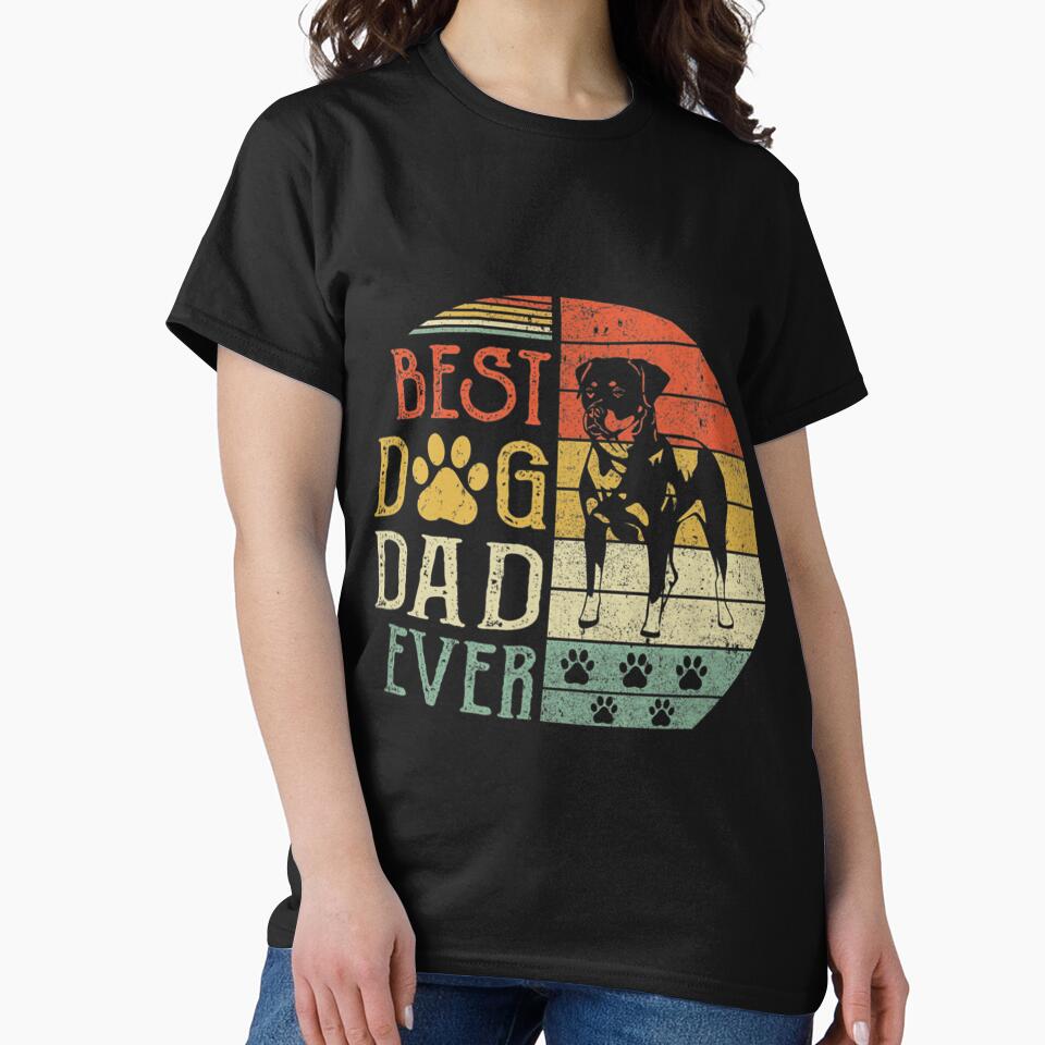 Rottweiler Best Dog Dad Ever Vintage Father'S Day Retro by yuxdnfet82 T-Shirts, Hoodie, Sweatshirt (Image 2)