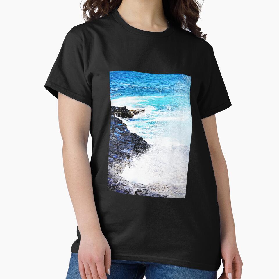 Blue Ocean Waves Teal Hawaii Kauai Island Summer Beach by Angie Menegay T-Shirts, Hoodie, Sweatshirt (Image 2)
