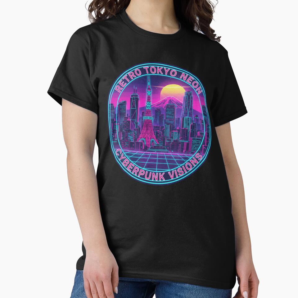 Retro Neon Tokyo Skyline – Vaporwave Edition by Tily360 T-Shirts, Hoodie, Sweatshirt | BlankRebels.com (Image 2)
