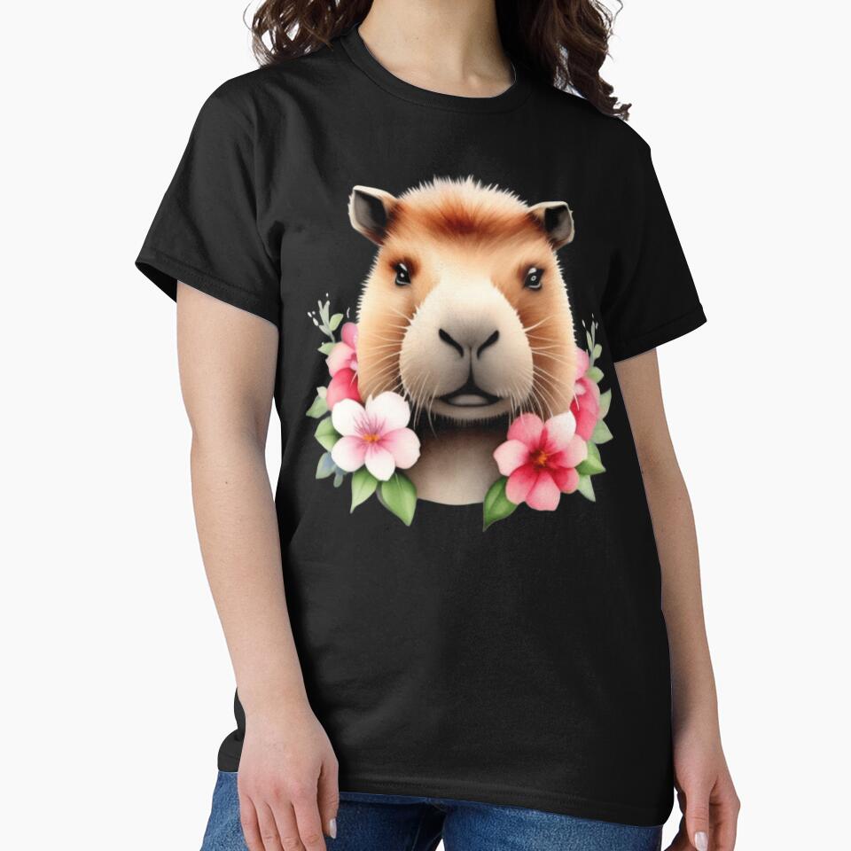 Cute capybara and flowers by Roxburylane T-Shirts, Hoodie, Sweatshirt | BlankRebels.com (Image 2)