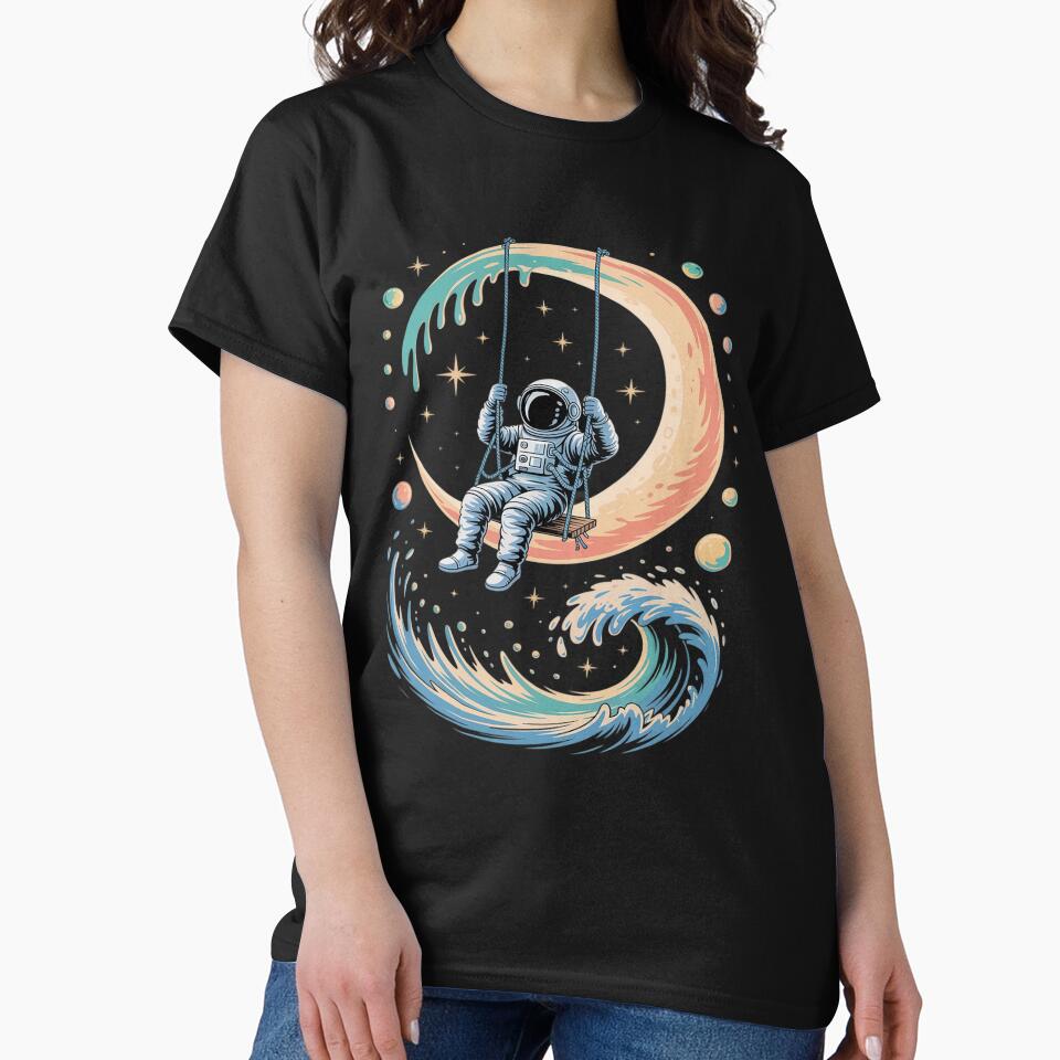 Funny Astronaut Swing on Moon by Tatianamiobi T-Shirts, Hoodie, Sweatshirt | BlankRebels.com (Image 2)
