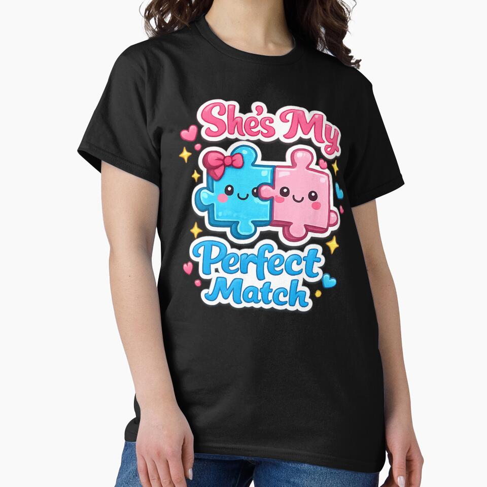 She’s My Perfect Match – Puzzle Couple Love Design by JerryBahama T-Shirts, Hoodie, Sweatshirt | BlankRebels.com (Image 2)