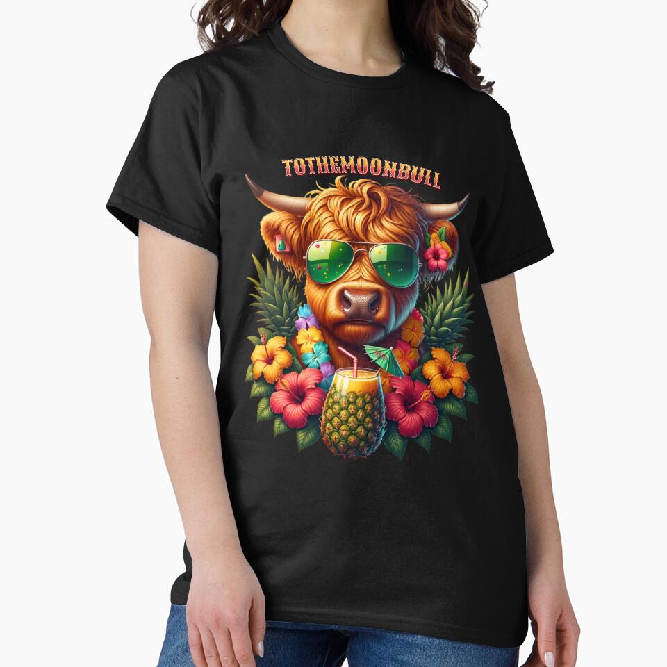 To The Moon Bull - Crypto Tropical Party by angelcrease T-Shirts, Hoodie, Sweatshirt | BlankRebels.com (Image 2)