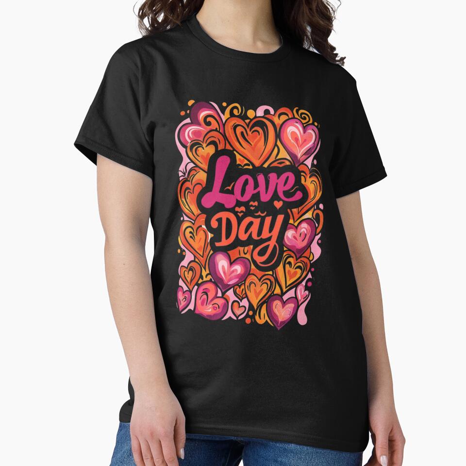 Retro Love Day Hearts T-Shirt - Groovy Valentine's Day Gift for Her by illeN-Art-World Hoodie, Sweatshirt (Image 2)