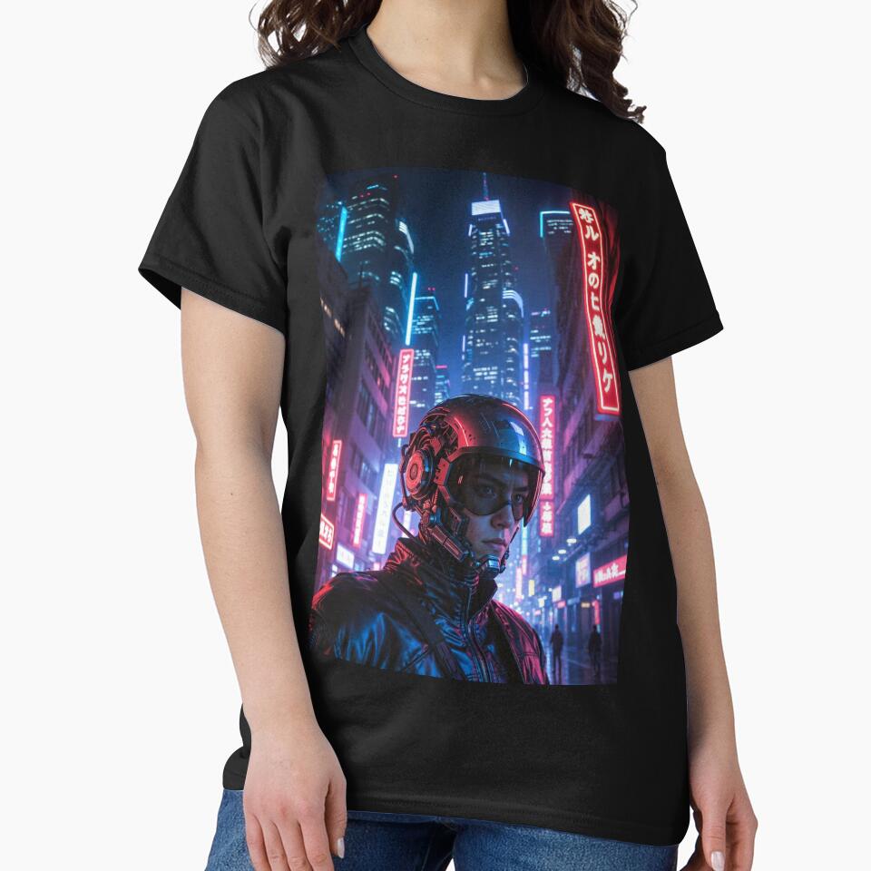 Cyberpunk Neon Samurai – Futuristic Helmet Rider Japanese Megacity Night T-Shirts, Hoodie, Sweatshirt