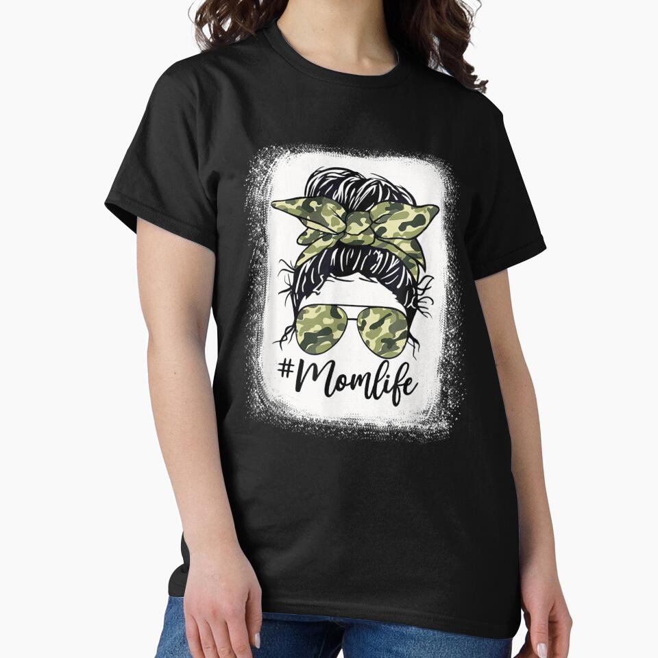 Camouflage Mom Life Messy Bun Bleached Mother's Day by DeannaMarks T-Shirts, Hoodie, Sweatshirt | BlankRebels.com (Image 2)