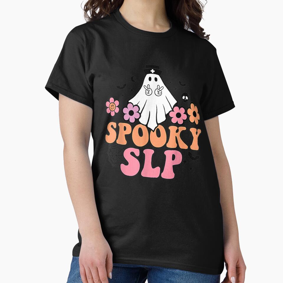 Spooky SLP Speech Language Pathologist Ghost Halloween by Spencerhowar T-Shirts, Hoodie, Sweatshirt (Image 2)