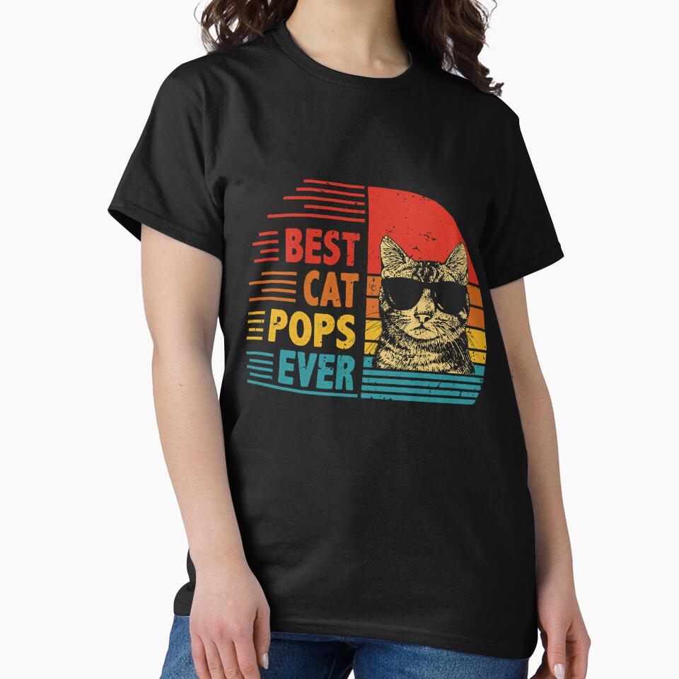 Vintage Retro Best Cat Pops Ever Funny Cat Lover Father's Day Gift by EdwinaEmmanoiCo