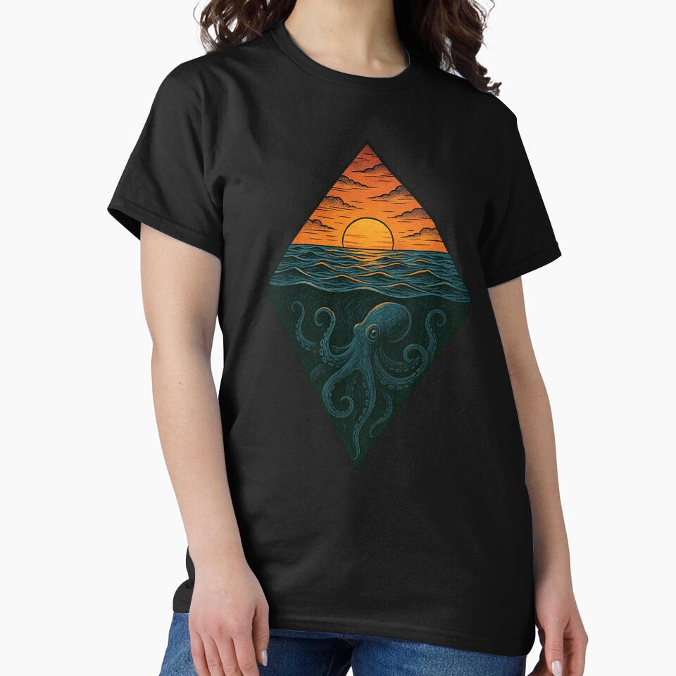 Octopus Sunset by Planetporridge T-Shirts, Hoodie, Sweatshirt | BlankRebels.com (Image 2)