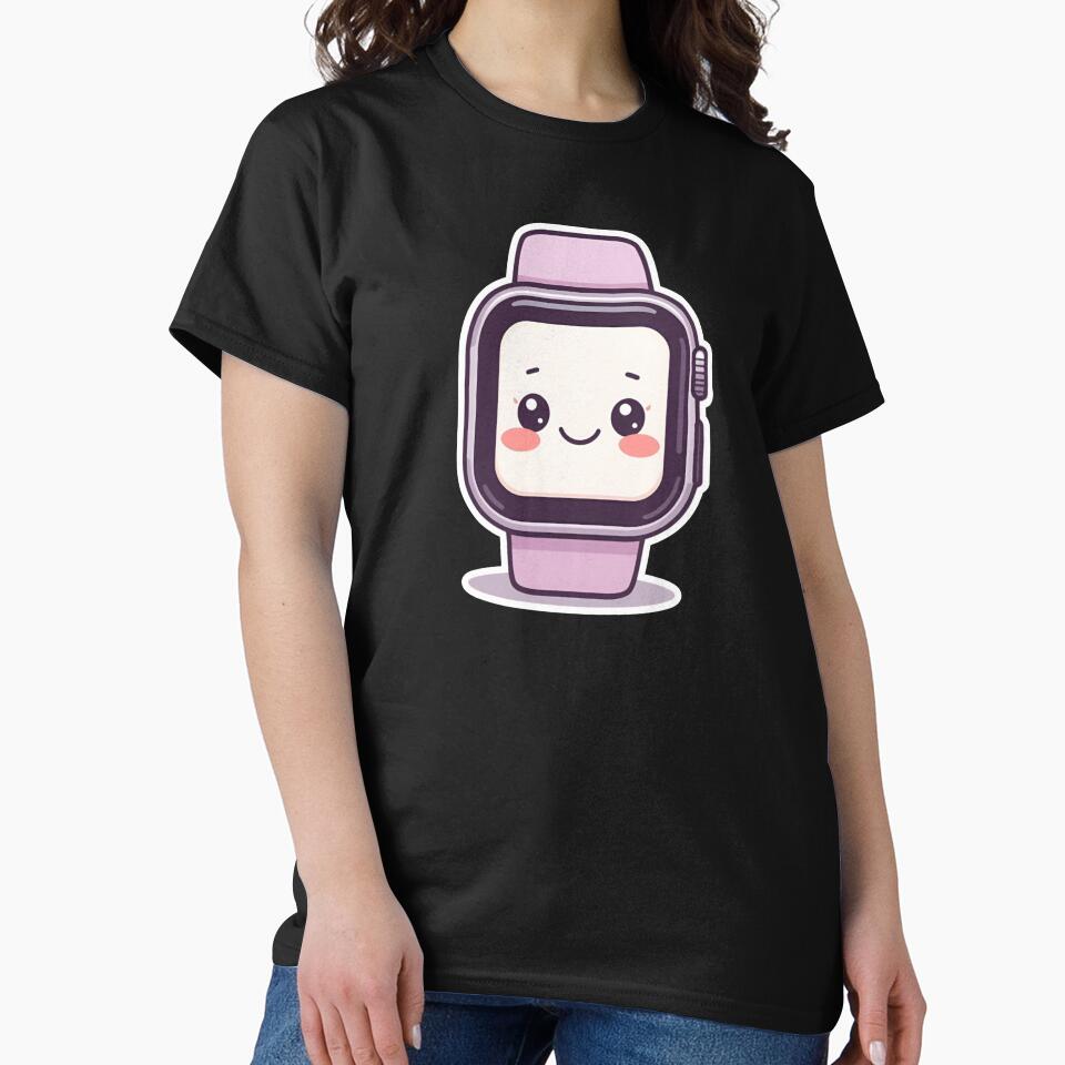 Kawaii Smartwatch Buddy — Pastel Cute Tech Gadget Friend Illustration by Smile-AlNo T-Shirts, Hoodie, Sweatshirt (Image 2)
