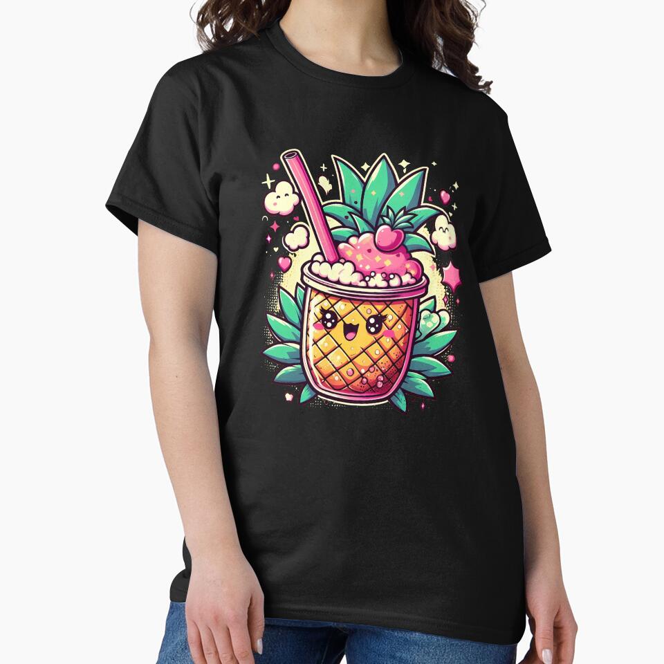 Pineapple Bubble Tea Kawaii by JoeAndGaryArt T-Shirts, Hoodie, Sweatshirt | BlankRebels.com (Image 2)