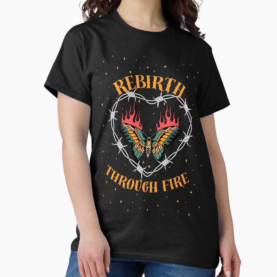 Edgy Flame Butterfly Graphic – Rebirth Theme by desdesings T-Shirts, Hoodie, Sweatshirt | BlankRebels.com (Image 2)