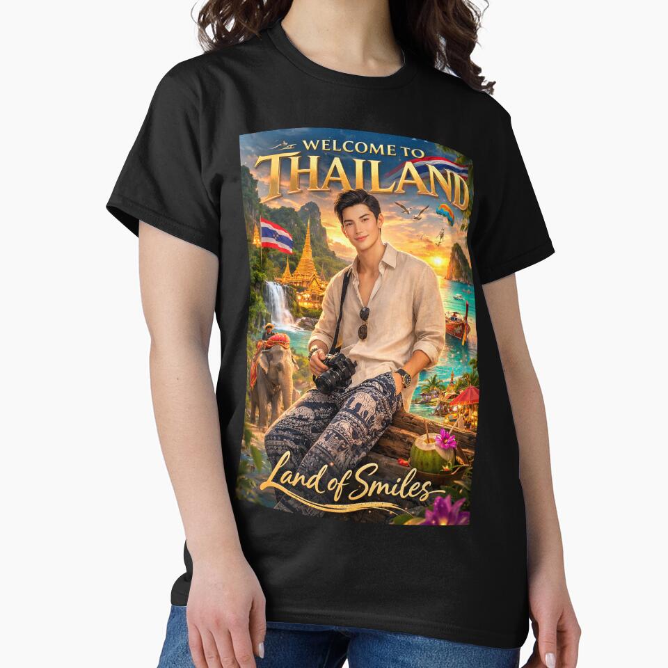 Welcome to Thailand – Land of Smiles | Tropical Travel Poster | Thai Culture & Bangkok Adventure Illustration by Inkora-Art