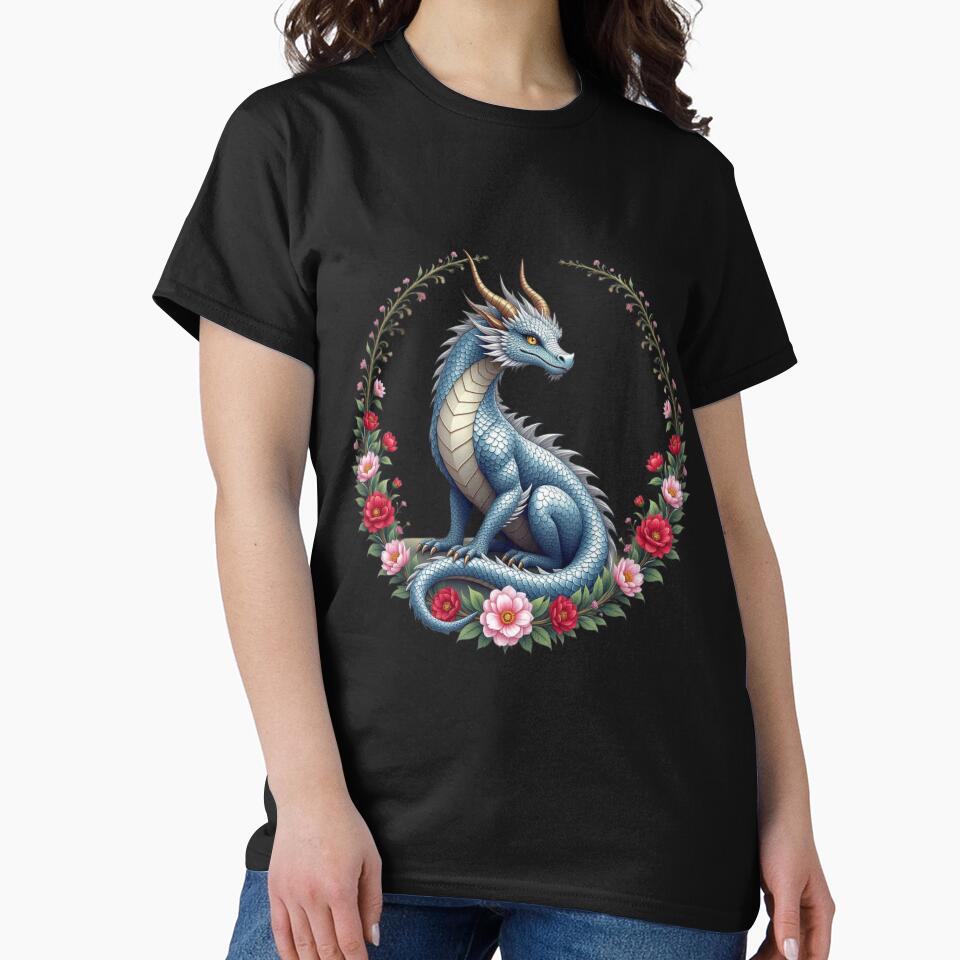 Dragon And Flowers Art by Planetporridge T-Shirts, Hoodie, Sweatshirt | BlankRebels.com (Image 2)