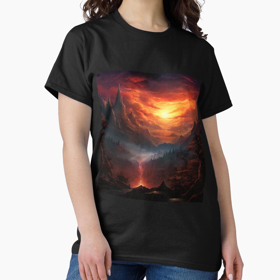 Dark Fantasy Landscape - Dragonfire Gorge by Fantasy Masterpiece T-Shirts, Hoodie, Sweatshirt | BlankRebels.com (Image 2)