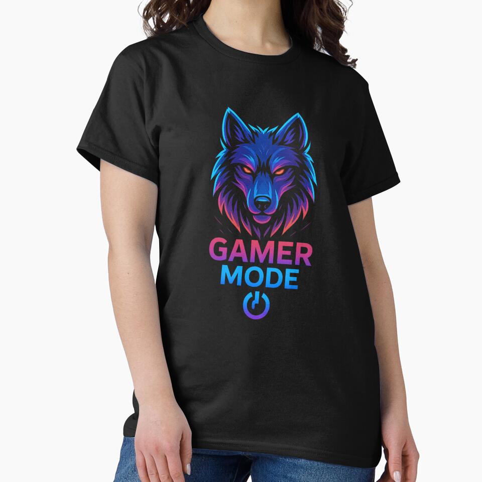 Gamer Mode Wolf Neon Gaming Design | Hardcore Gamer Unisex T-Shirt by MUKUND FASHION DESIGN Hoodie, Sweatshirt (Image 2)