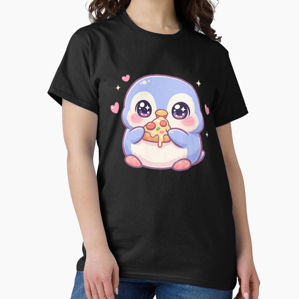 Cute blue penguin eating pizza by trendie-tees Hoodie, Sweatshirt | BlankRebels.com (Image 2)