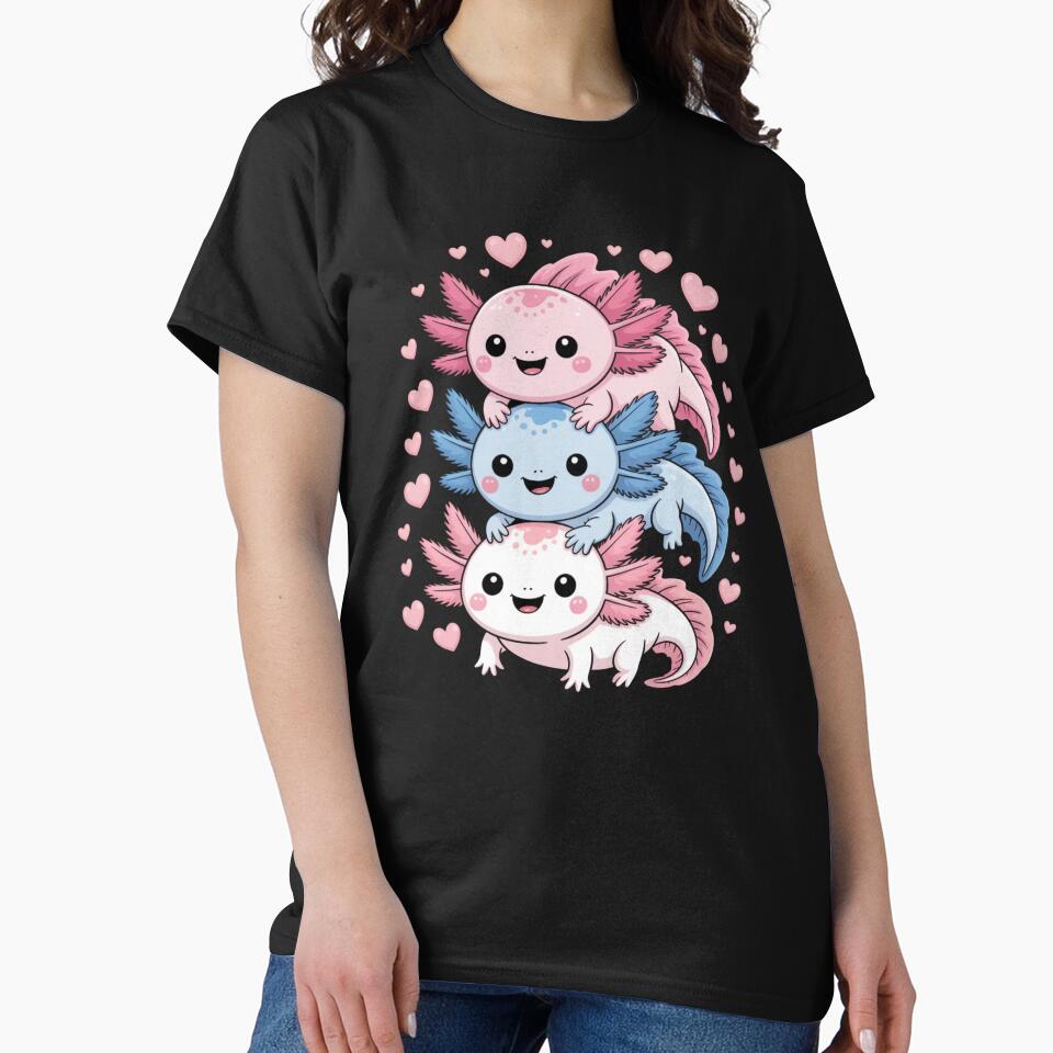 Axolotl Stack Cute Kawaii Animal Lover by Gogetgiggles T-Shirts, Hoodie, Sweatshirt | BlankRebels.com (Image 2)
