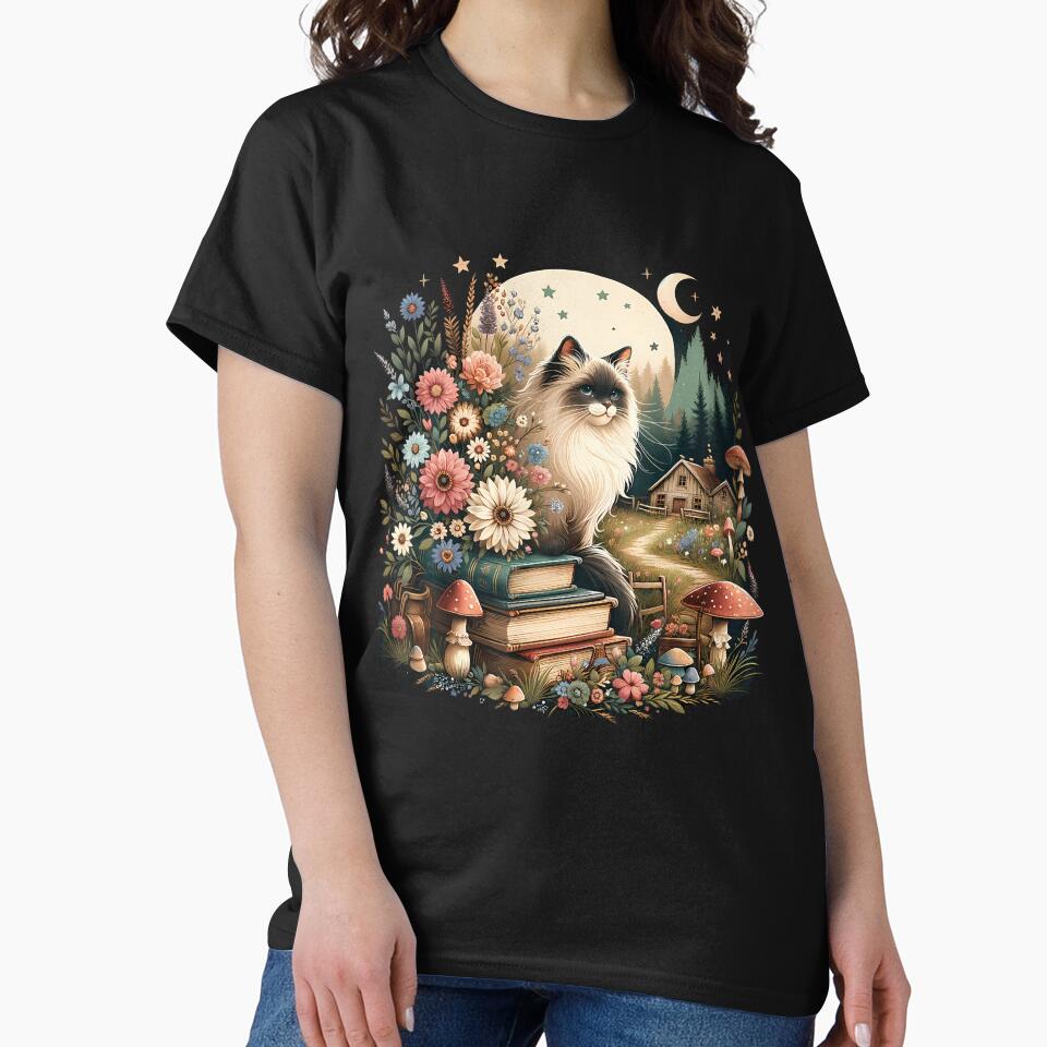 Cute Mushroom Cottagecore Aesthetic Ragdoll Cat by TiffanyLucia T-Shirts, Hoodie, Sweatshirt | BlankRebels.com (Image 2)
