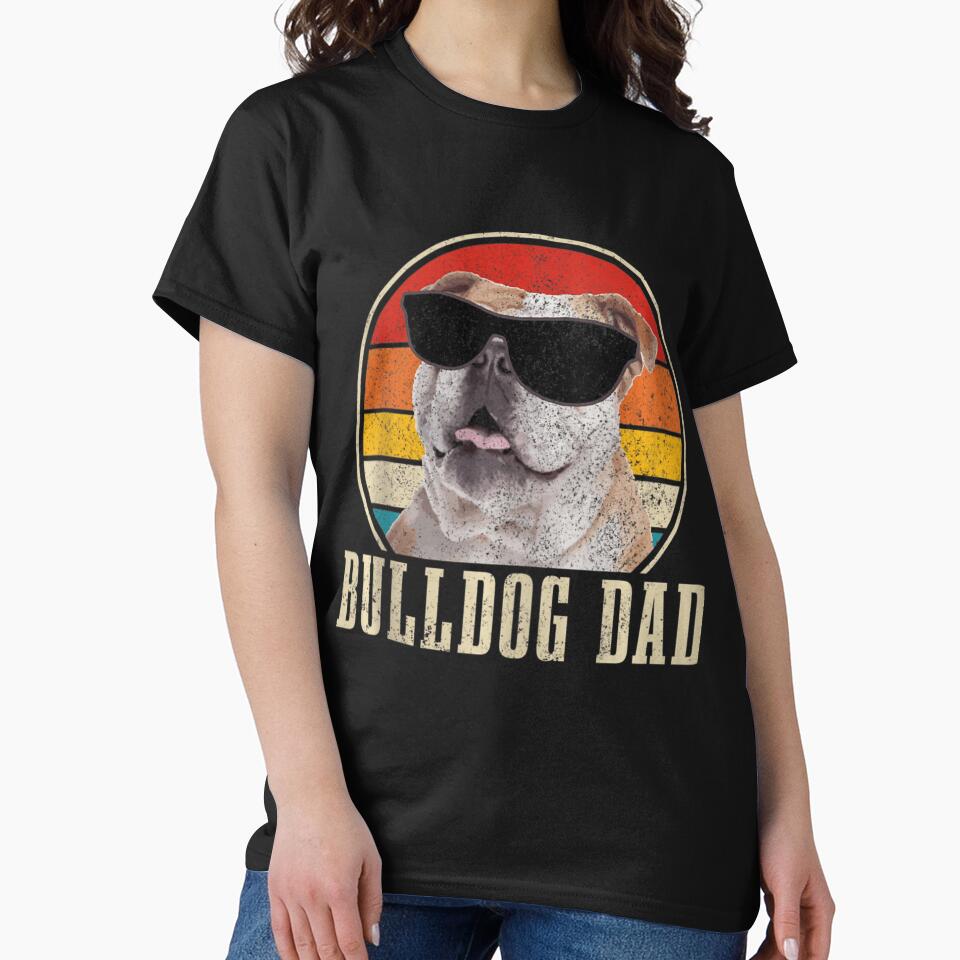 s Bulldog Dad Funny Vintage Sunglasses Dog English Bulldog by dhtsouque4 T-Shirts, Hoodie, Sweatshirt (Image 2)