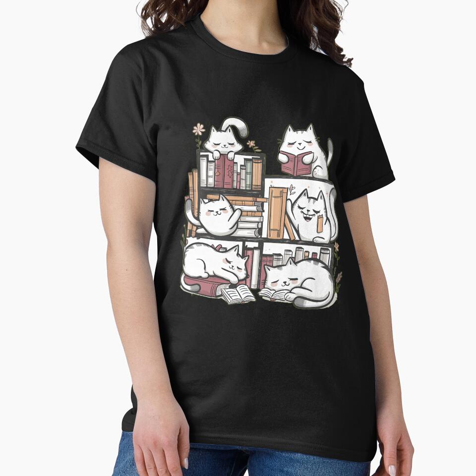 cute funny cat pattern cheerful  cats in the library with books,aesthetic cat art,funny cat,Cat Lover,cute cat,cat pattern by Expressions-Sel