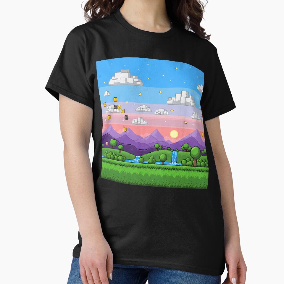 8-Bit Pixel Landscape Retro Gaming Background Nostalgic Scenery Design by GiftsForge
