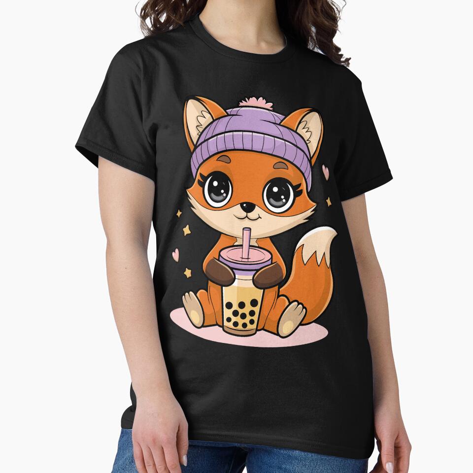 Cute Fox with Bubble Tea Design by InsanseCreation T-Shirts, Hoodie, Sweatshirt | BlankRebels.com (Image 2)