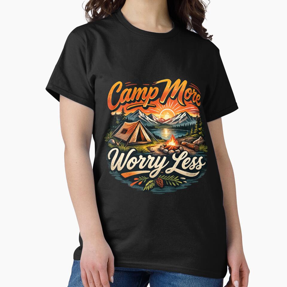 Camp More Worry Less Shirt | Camping Lover Gift | Outdoor Adventure Graphic by HubCreates Hoodie, Sweatshirt (Image 2)