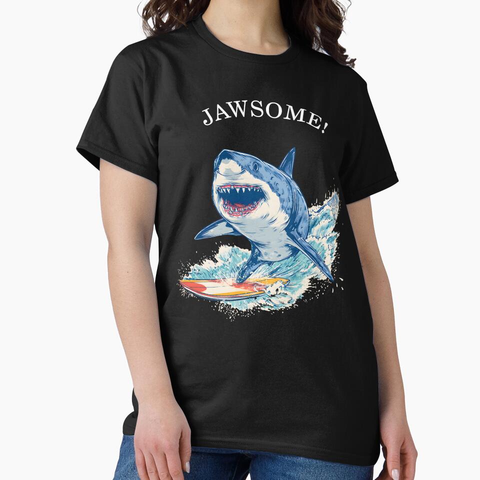 SURFING SHARK - JAWSOME by Danicus666 T-Shirts, Hoodie, Sweatshirt | BlankRebels.com (Image 2)