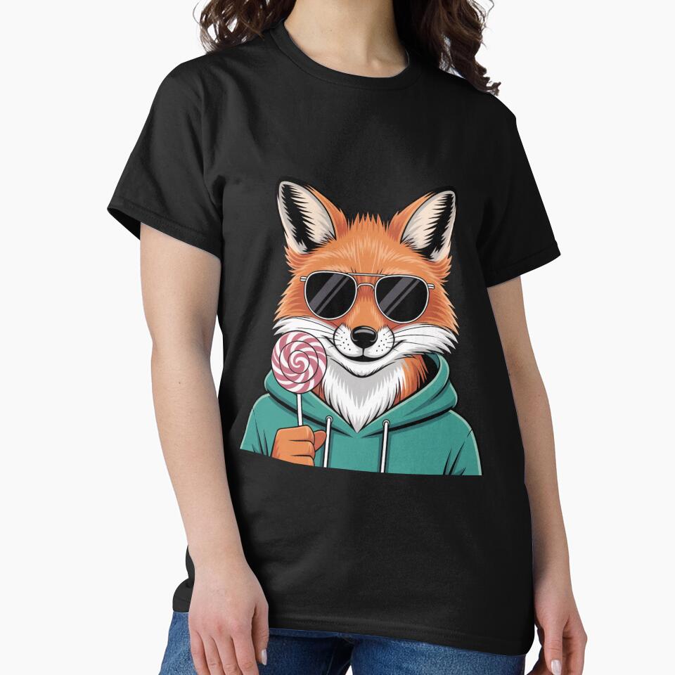 Swag Fox – Cool Funny Fox with Lollipop Cartoon Design by ColorSplash123 T-Shirts, Hoodie, Sweatshirt (Image 2)