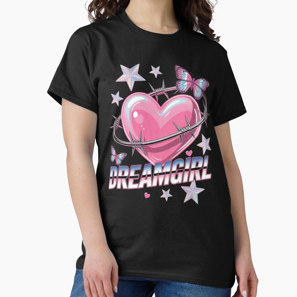 Dreamgirl Barbed Wire Heart Butterfly Stars Y2K Valentine's Day by DarylWelsh2024 T-Shirts, Hoodie, Sweatshirt (Image 2)