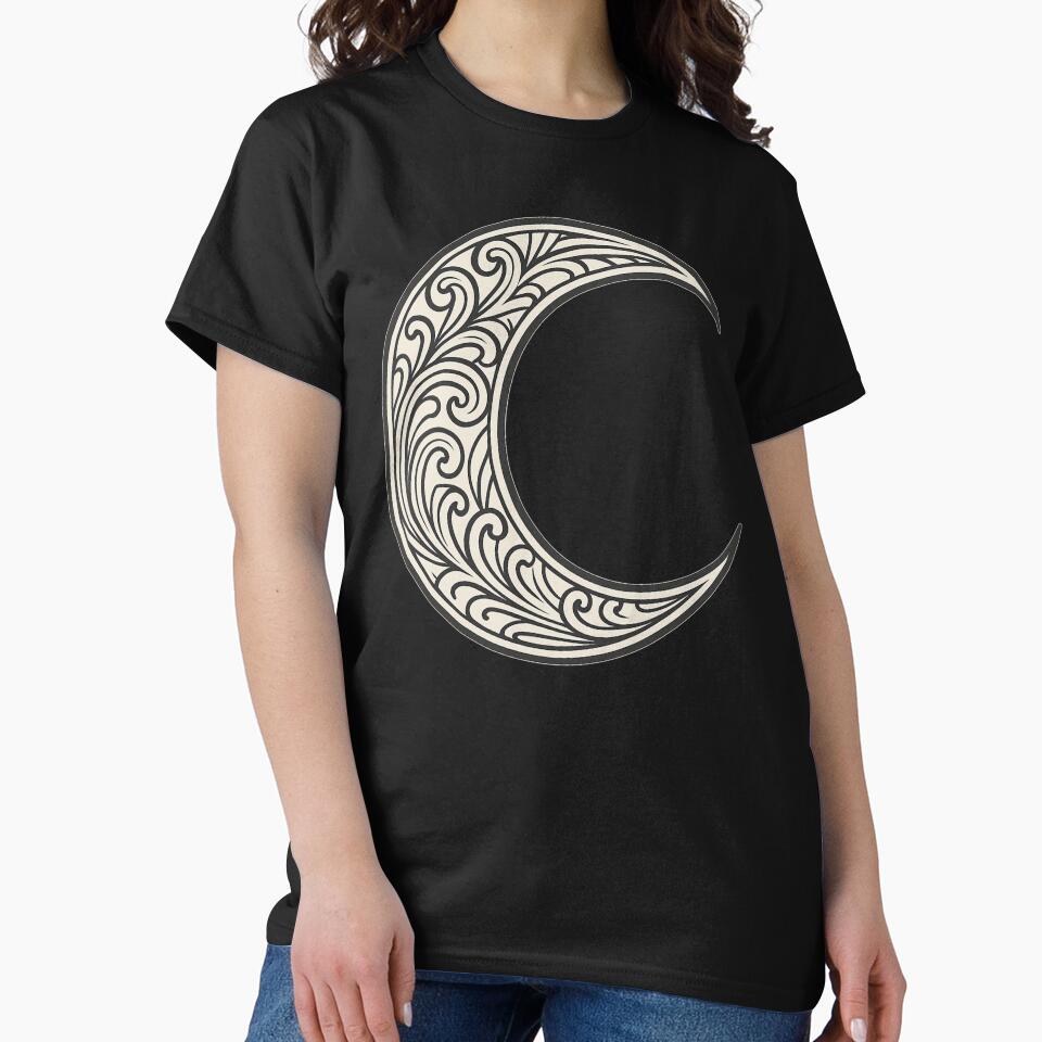 Ornate Crescent Moon – Mystic Line Art Lunar Design by Mouraludia T-Shirts, Hoodie, Sweatshirt | BlankRebels.com (Image 2)