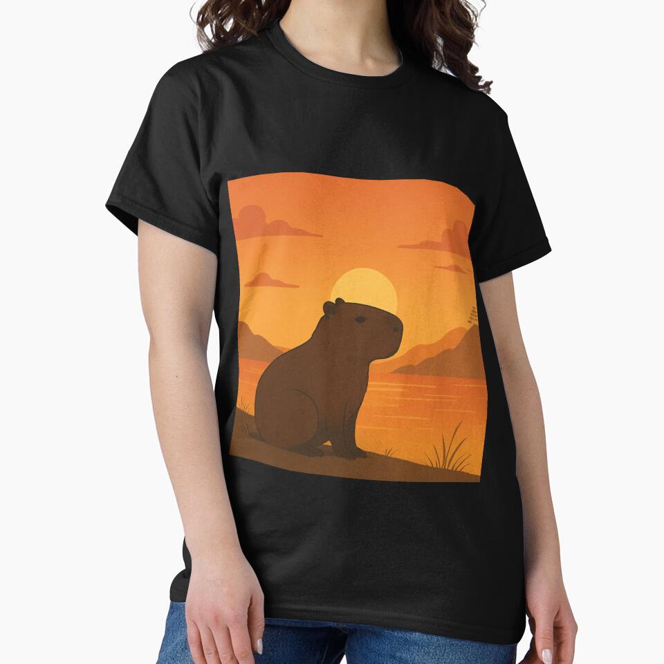 Capybara Sunset – Peaceful & Majestic T-Shirts, Hoodie, Sweatshirt