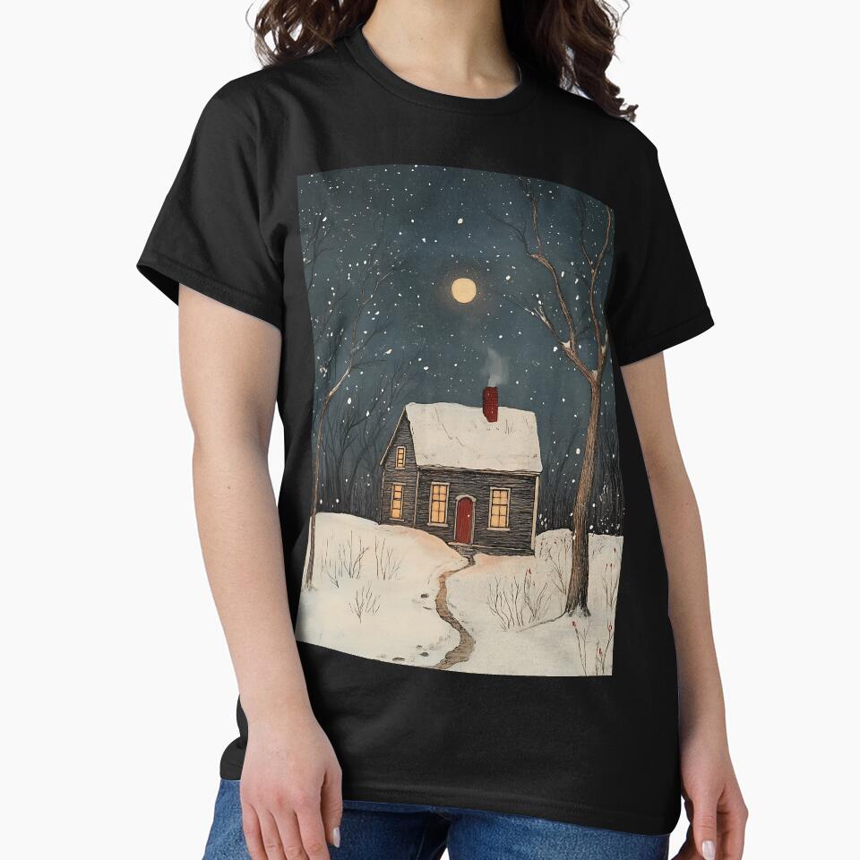 Winter Cottagecore: Snowy Cabin Charm by bapupa T-Shirts, Hoodie, Sweatshirt | BlankRebels.com (Image 2)