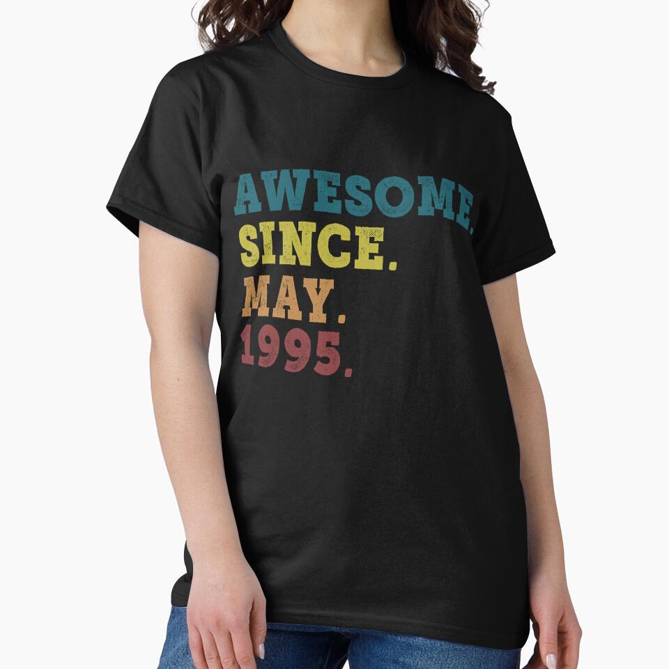 Awesome Since May 1995 Retro Vintage 27th Birthday Gift by designbychow T-Shirts, Hoodie, Sweatshirt (Image 2)