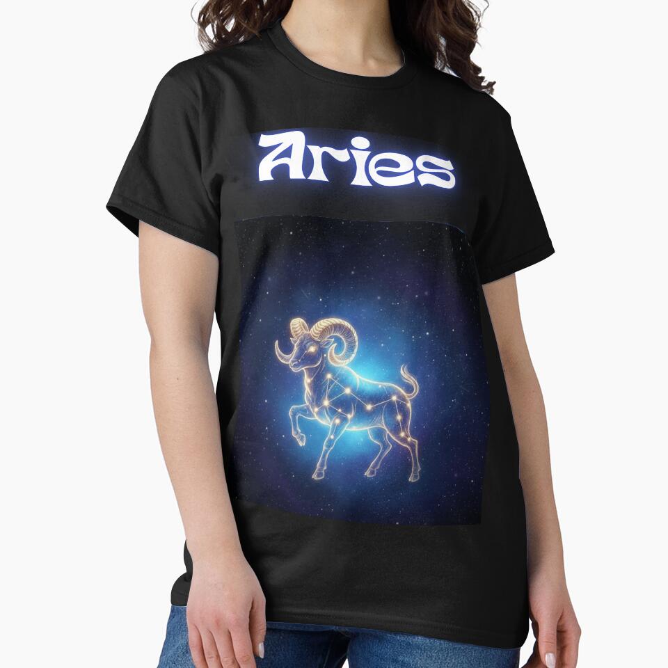 Aries Zodiac – Neon Cosmic Ram (AR Enhanced) by ThranDesigns T-Shirts, Hoodie, Sweatshirt | BlankRebels.com (Image 2)