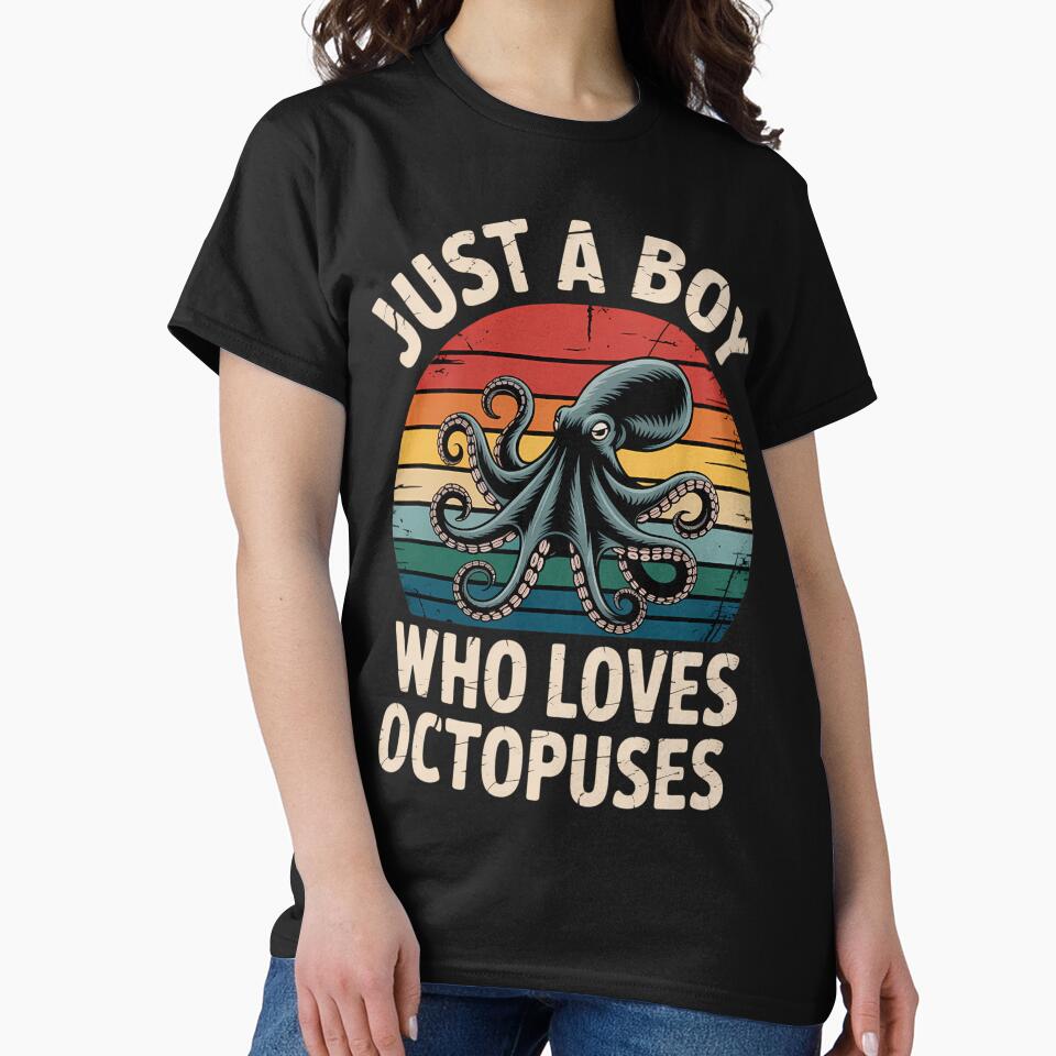 Octopus Just A Boy Who Loves Sea Animals by sterabamineh T-Shirts, Hoodie, Sweatshirt | BlankRebels.com (Image 2)