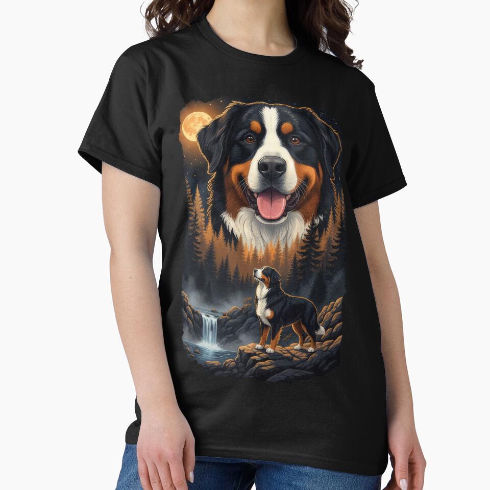 Vintage 90S Bernese Mountain Dog Howling At The Moon by Stotee T-Shirts, Hoodie, Sweatshirt | BlankRebels.com (Image 2)